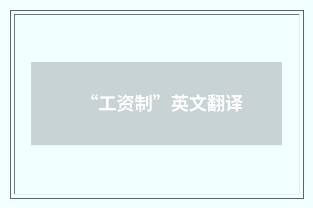 “工资制”英文翻译