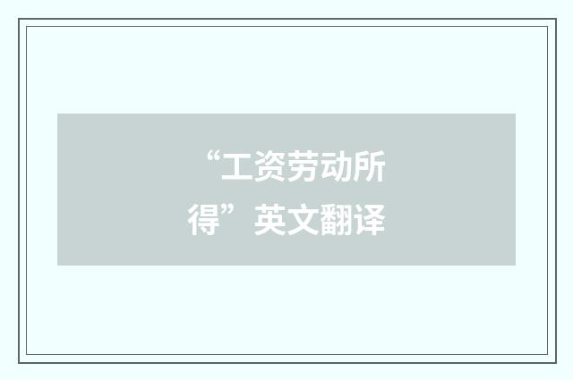 “工资劳动所得”英文翻译