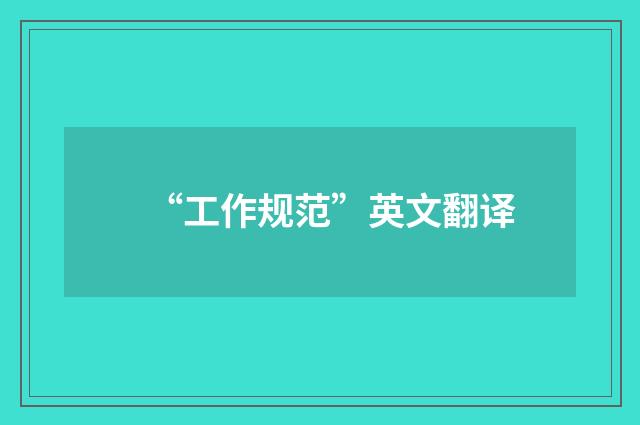 “工作规范”英文翻译