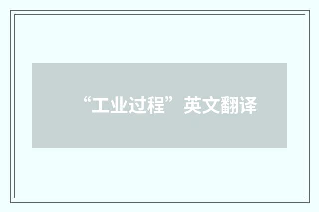 “工业过程”英文翻译