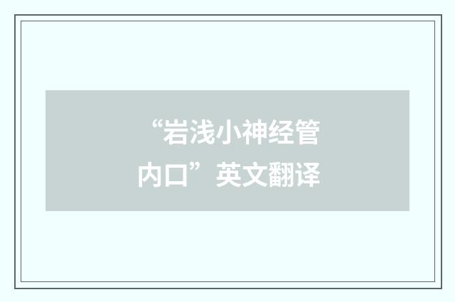 “岩浅小神经管内口”英文翻译