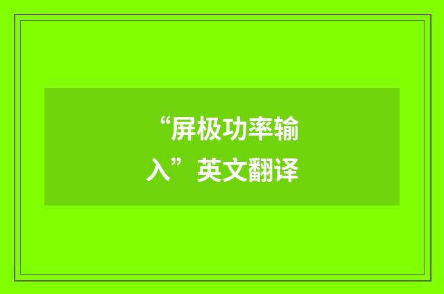 “屏极功率输入”英文翻译