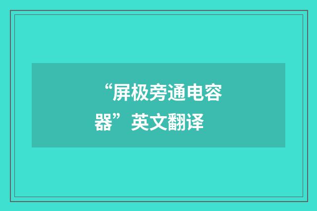 “屏极旁通电容器”英文翻译