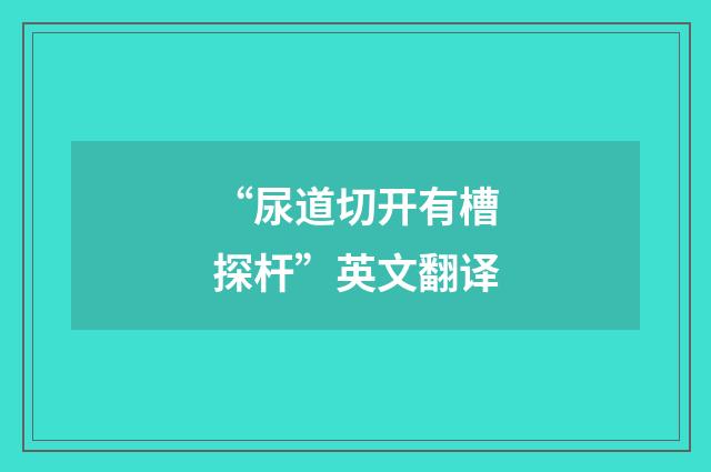 “尿道切开有槽探杆”英文翻译