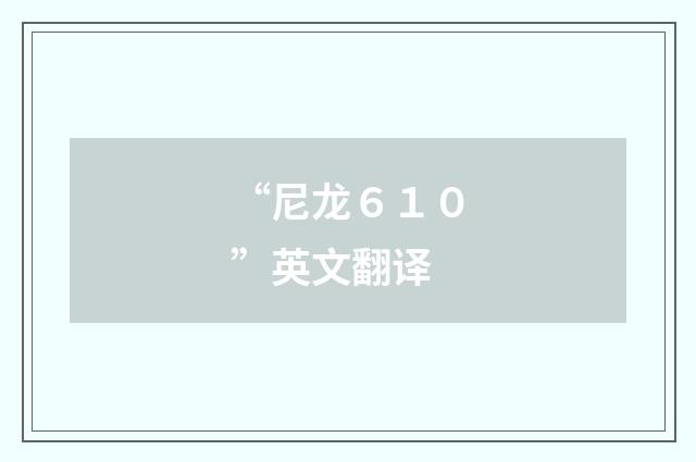 “尼龙６１０”英文翻译