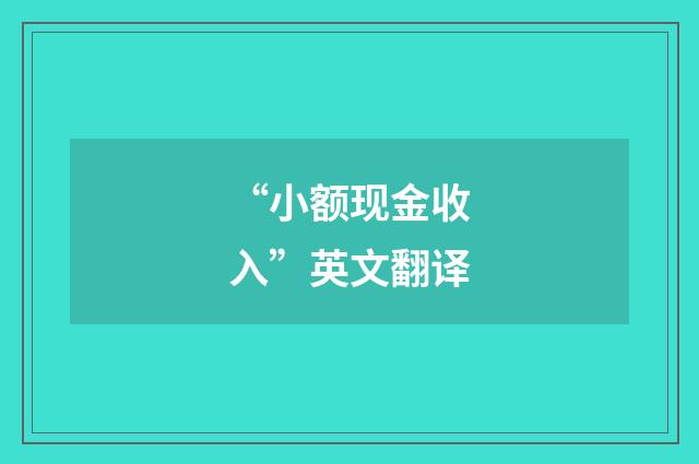 “小额现金收入”英文翻译