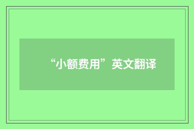 “小额费用”英文翻译