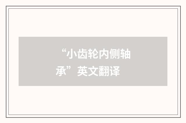 “小齿轮内侧轴承”英文翻译