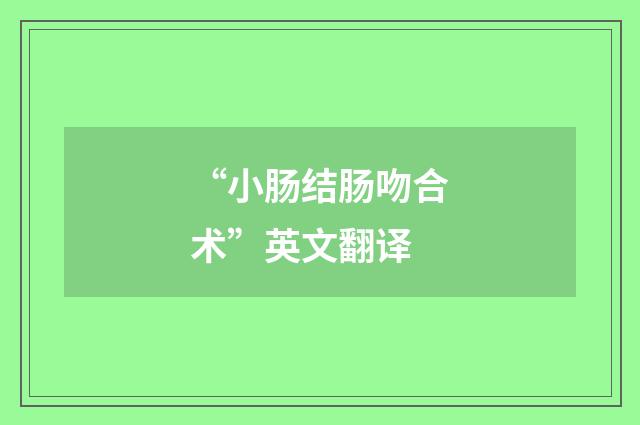 “小肠结肠吻合术”英文翻译