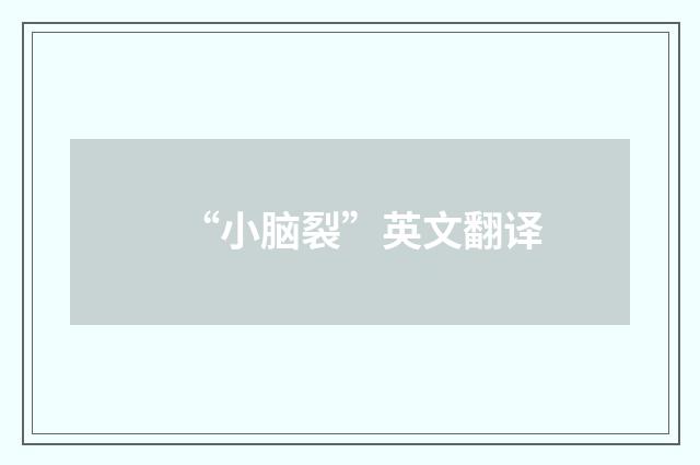 “小脑裂”英文翻译