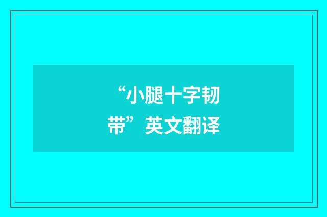 “小腿十字韧带”英文翻译