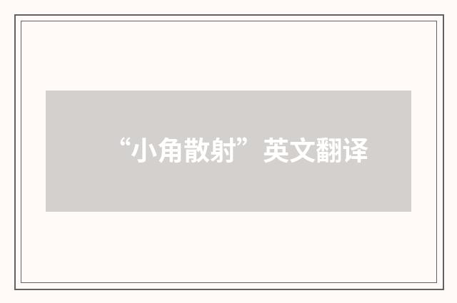 “小角散射”英文翻译