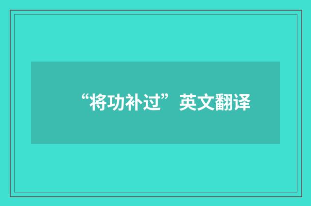 “将功补过”英文翻译