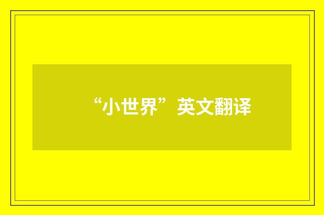 “小世界”英文翻译