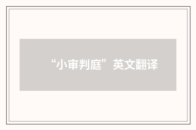 “小审判庭”英文翻译