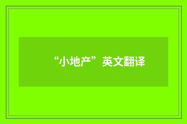 “小地产”英文翻译
