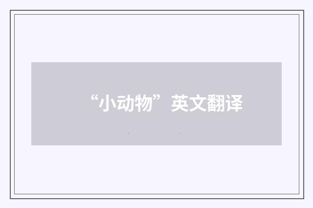 “小动物”英文翻译