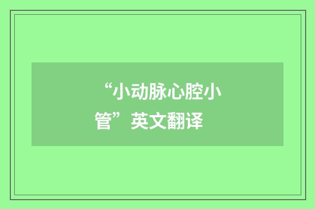“小动脉心腔小管”英文翻译