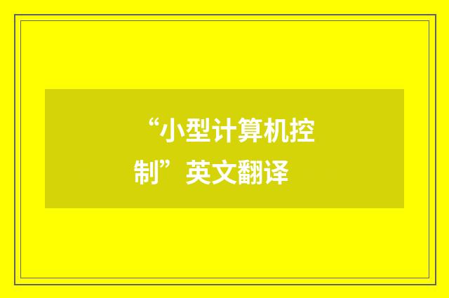 “小型计算机控制”英文翻译