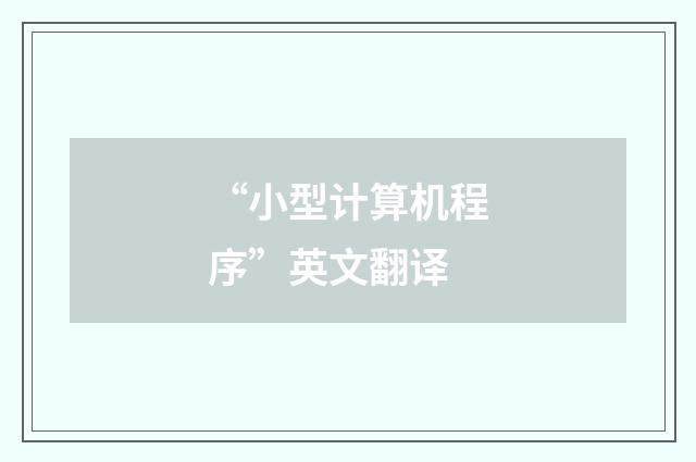 “小型计算机程序”英文翻译