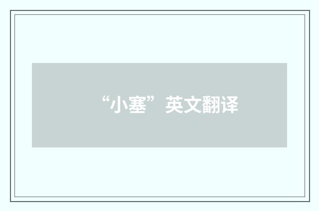 “小塞”英文翻译