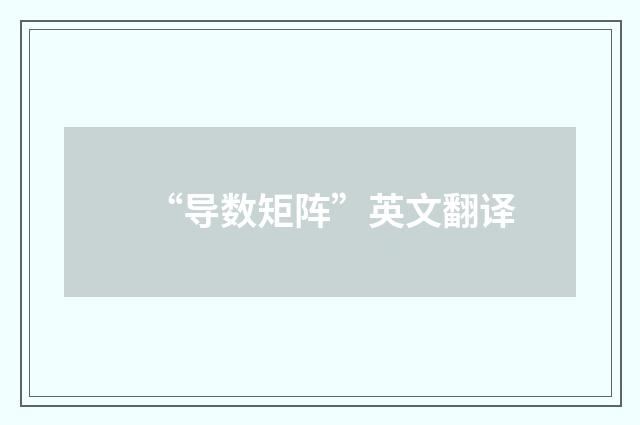 “导数矩阵”英文翻译