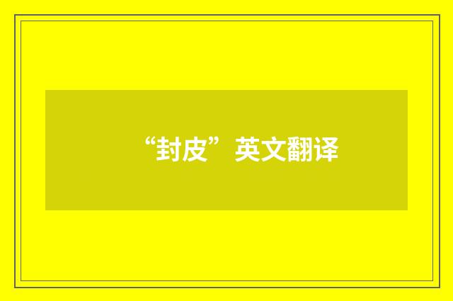 “封皮”英文翻译
