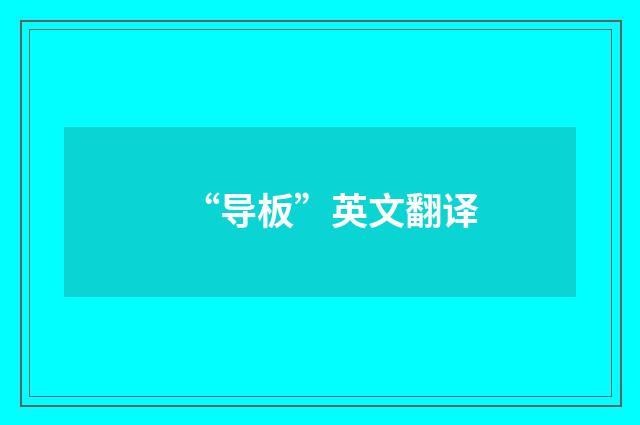 “导板”英文翻译