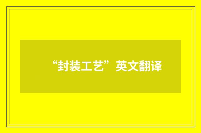 “封装工艺”英文翻译