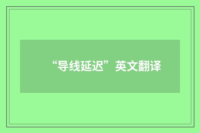 “导线延迟”英文翻译