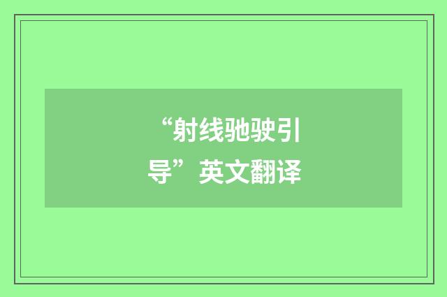 “射线驰驶引导”英文翻译