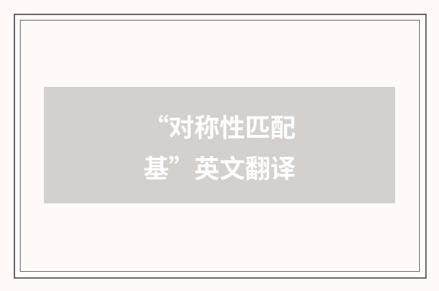 “对称性匹配基”英文翻译