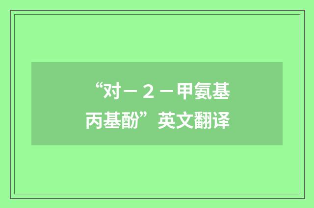 “对－２－甲氨基丙基酚”英文翻译