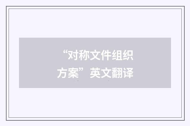 “对称文件组织方案”英文翻译