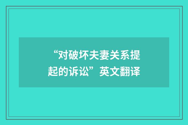 “对破坏夫妻关系提起的诉讼”英文翻译