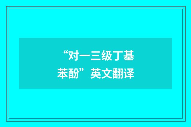 “对一三级丁基苯酚”英文翻译