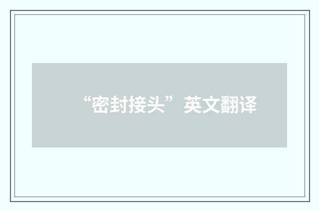 “密封接头”英文翻译