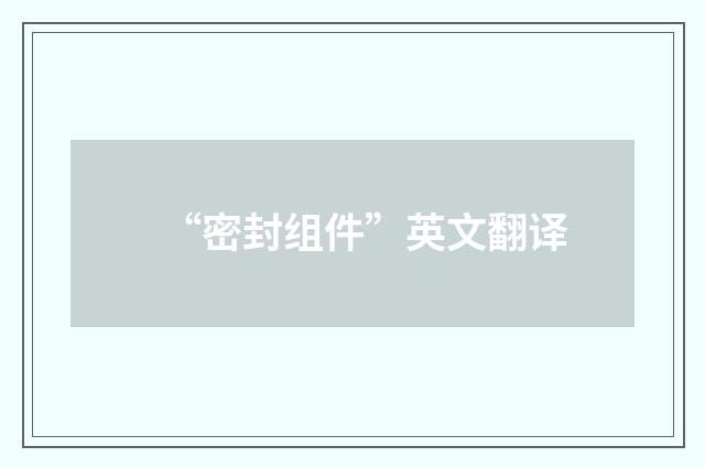 “密封组件”英文翻译