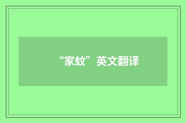 “家蚊”英文翻译