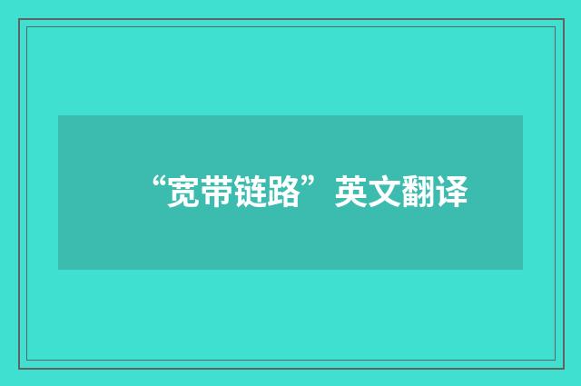 “宽带链路”英文翻译