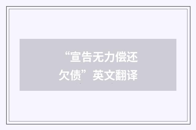 “宣告无力偿还欠债”英文翻译