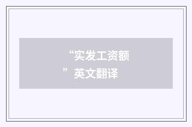 “实发工资额”英文翻译