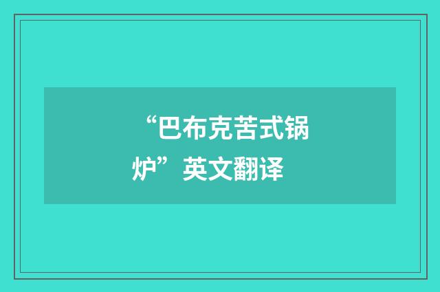 “巴布克苦式锅炉”英文翻译