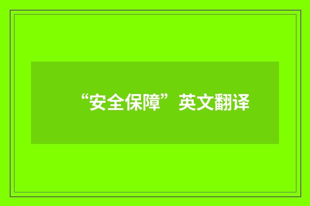 “安全保障”英文翻译