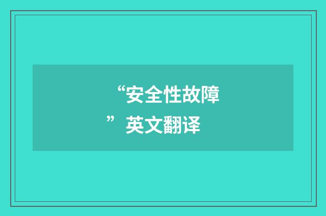 “安全性故障”英文翻译