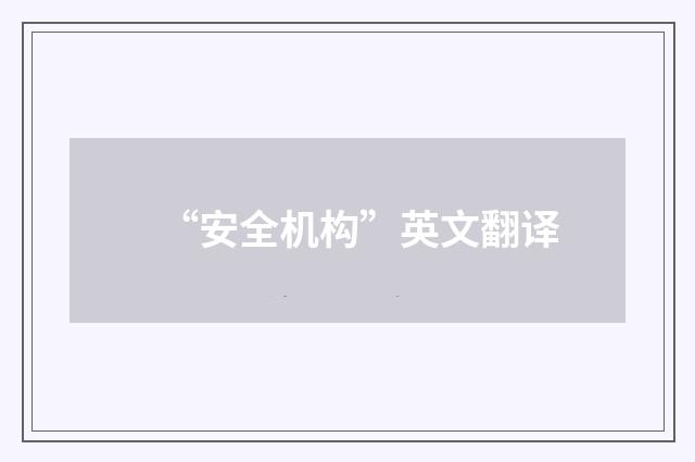 “安全机构”英文翻译