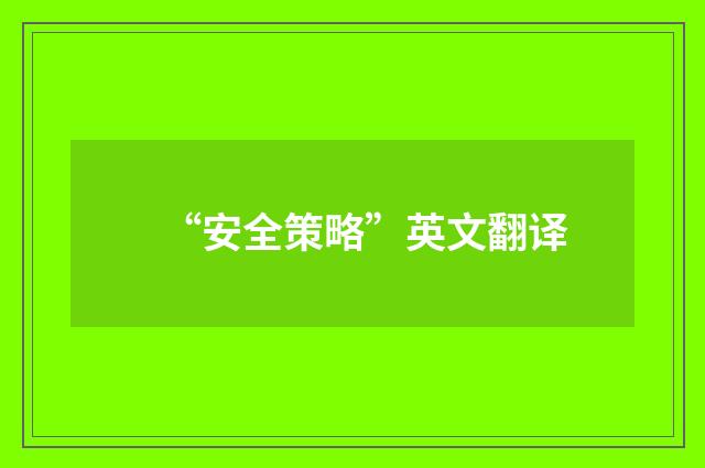 “安全策略”英文翻译
