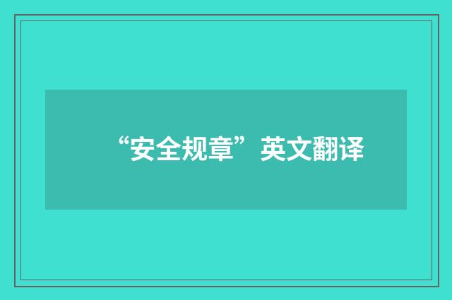 “安全规章”英文翻译