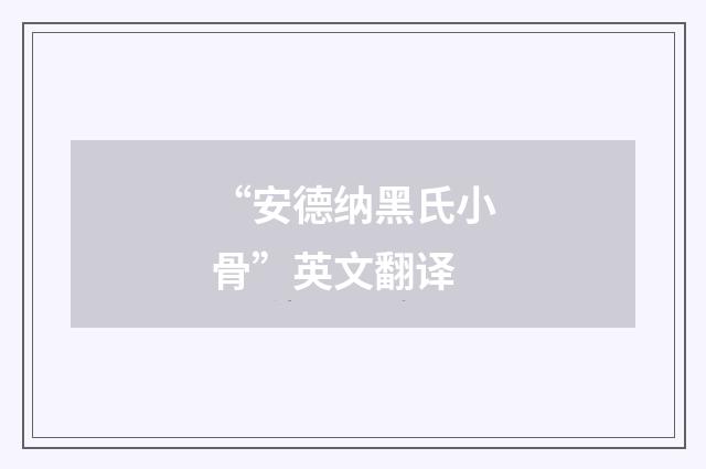 “安德纳黑氏小骨”英文翻译