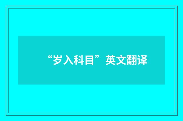 “岁入科目”英文翻译